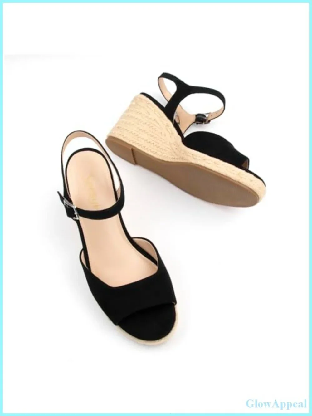 Women's Wedge Platform Sandals Faux Leather Ankle Strap 3.35 Inch Straw